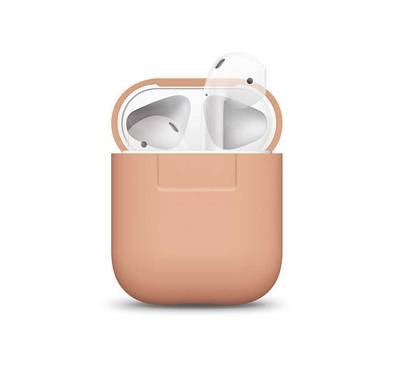 Elago Airpods Silicone Case Compatible with Lightning Type, Added Protection, Flexible, Perfectly Fit, External Impact Resistant,Scratch Resistant, Refined Detailed Design - Peach