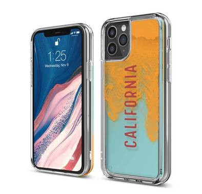 Elago Sand Case Compatible for iPhone 11 Pro Max, Stylish Statement Case w/ Waterfall Effect, Glow in the Dark, Drop Resistant, Prevents Buttons from Getting Wet-California