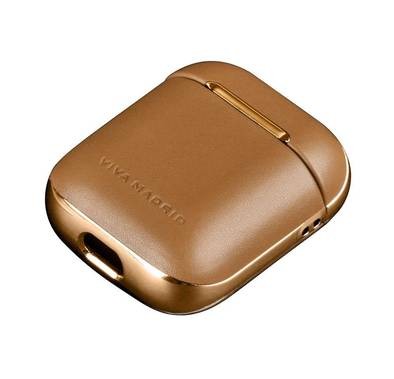 Viva Madrid Airex Allure Genuine Leather Case Compatible for AirPods 1/2 - Easy Access to Charging Port - Scratch Resistant - Shock & Drop Protection Slim Cover - Light Brown