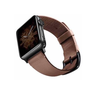Viva Madrid Montre Vellum Leather Strap for Apple Watch 42/44MM - Dark Brown/Black