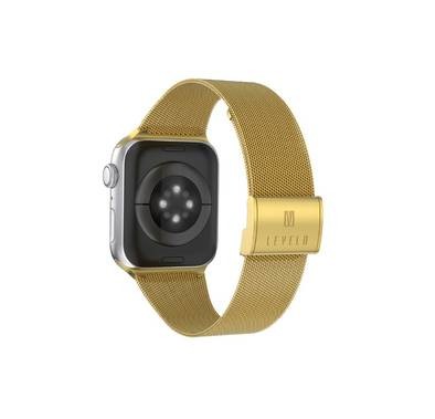 LEVELO Double Milanese Watch Strap Compatible for Apple Watch 38mm/40mm/41mm | Stainless Steel Replacement Band | Adjustable Magnetic Loop Strap for Watch Series 7/SE/6/5 - Gold