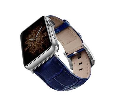 Viva Madrid Montre Crox Leather Watch Strap for Apple Watch Band  42/44MM - Blue/Silver