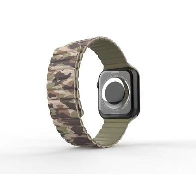 Green Lion Silicone Magnetic Watch Band, Compatible with Apple Watch 42/44/45MM  - Mountain Camouflage