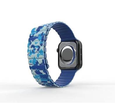 Green Lion Silicone Magnetic Watch Band, Compatible with Apple Watch 42/44/45MM  -  Navy Camouflage