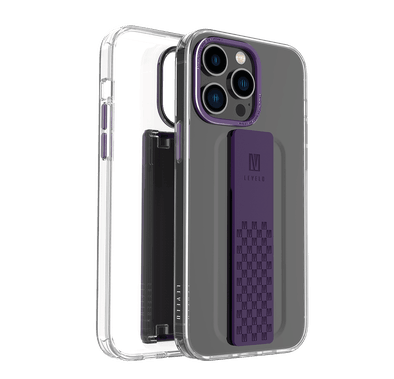 Levelo Graphia IMD Clear Case with Extra Grip Bumper Protection iPhone 14 Pro Compatibility - Purple