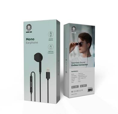 Green Lion Wired Mono Earphone With Lightning Connector  - Black