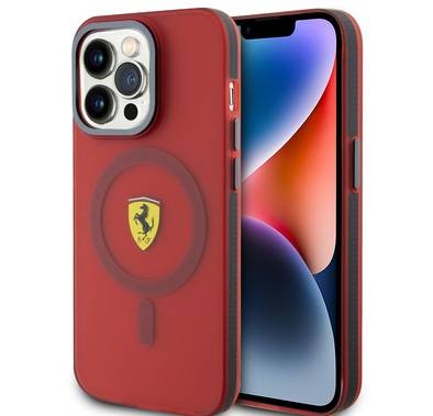 Ferrari iPhone 15 Pro For Magsafe Contrast Bumper Case - Red