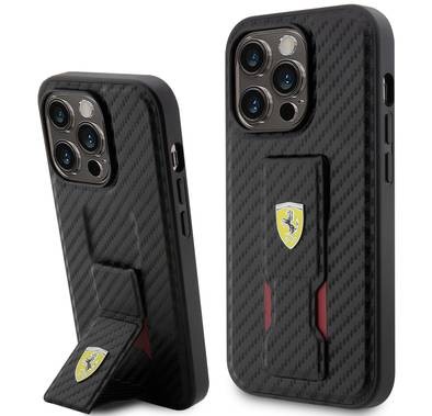 Ferrari iPhone 15 Pro Max For Gripstand Carbon Case - Black