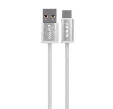 Porodo Woven 3A USB-A to Type-C Cable 1.2M - White