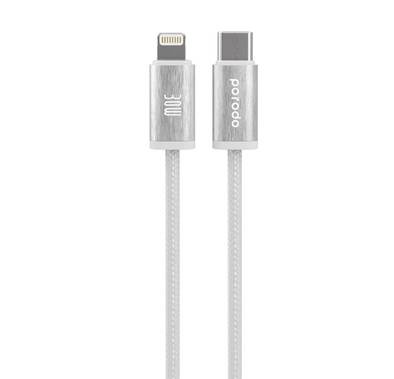 Porodo Woven 30W Type-C To Lightning Cable Cable 1.2M  - White