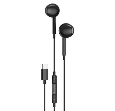 Porodo Soundtec Stereo Earphone with Type-C Connector and 3-Button Controls - Black