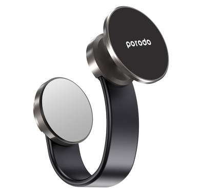Porodo MagSafe Car Mount With Flexible body, N52 Magnetic Head, and Suction Base  - Black