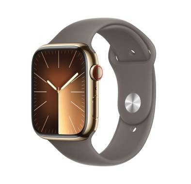 Apple Watch Series 9 [GPS + Cellular 41mm] with Gold Stainless Steel Case & Clay Sport Band | S/M