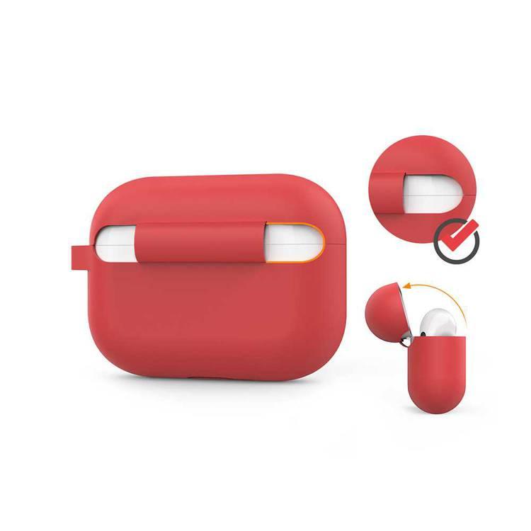 AhaStyle Full Cover Silicone Keychain Case for Airpods Pro - Red