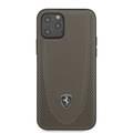 Ferrari Off Track Genuine Leather Hard Case with Curved Line Stitched and Contrasted Perforated Leather for iPhone 12 / 12 Pro (6.1") - Brown