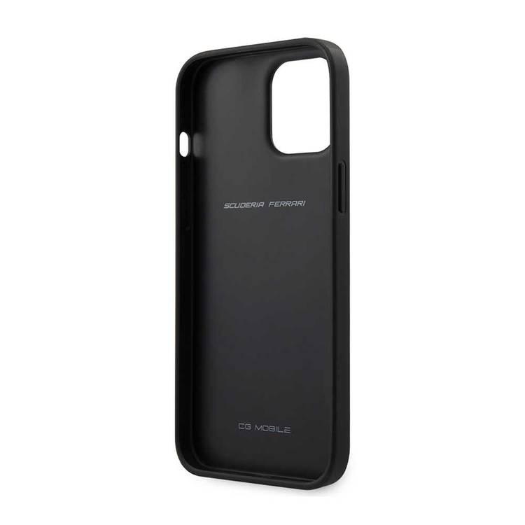 CG Mobile Ferrari On Track PU Leather Perforated Hard Case Metal Logo Compatible for iPhone 12 / 12 Pro (6.1") - Black