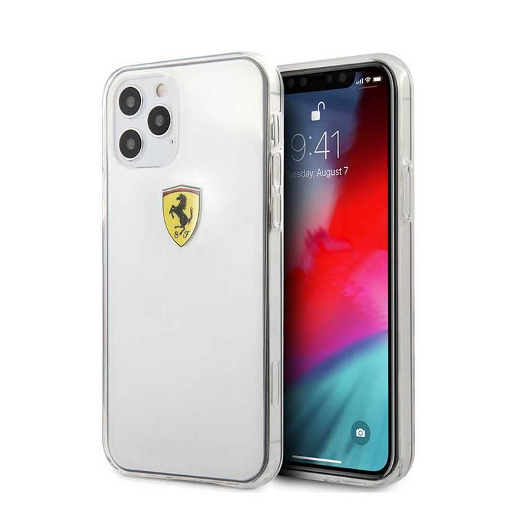 CG Mobile Ferrari On Track Hard Case Printed Logo Shield Compatible for iPhone 12 / 12 Pro (6.1") - Transparent