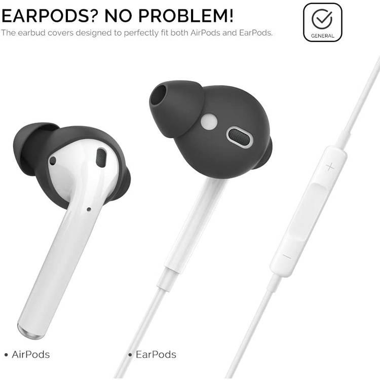 غطاء سيليكون AhaStyle لـ Airpods (3 أزواج كبيرة) - أسود