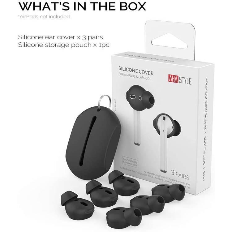 AhaStyle Silicone Cover for Airpods ( 3 Large Pairs ) - Black