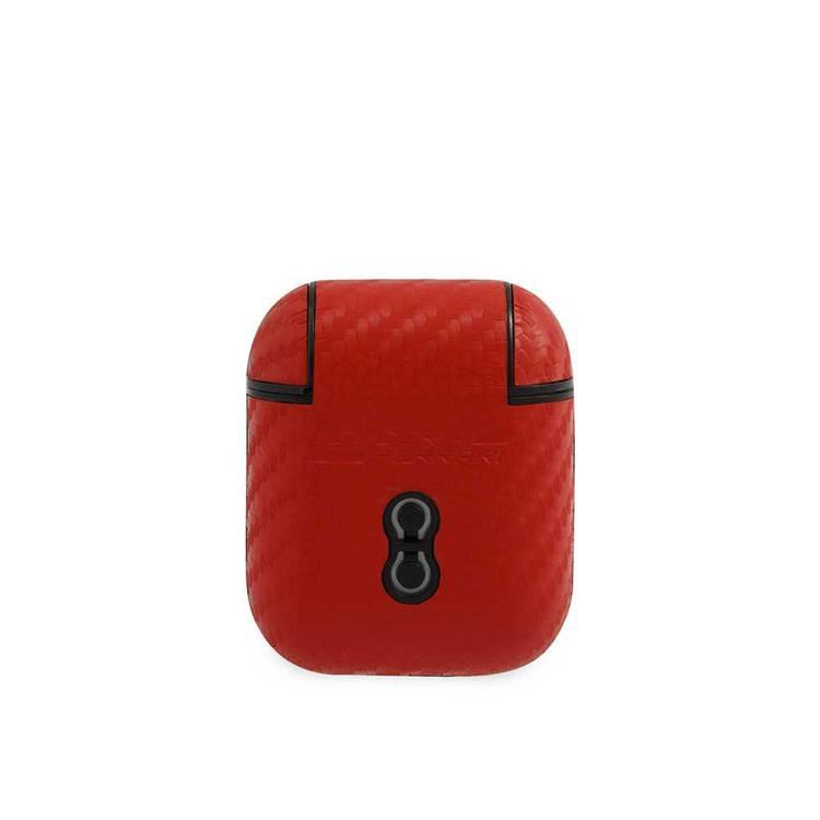 CG Mobile Ferrari PC PU Carbon Yellow Shield Metal Logo Case Compatible for Airpods 1/2 - Red