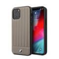 CG Mobile BMW PC/TPU Shiny Hard Case Genuine Leather with Vertical Hot Stamped Lines Compatible for iPhone 12 / 12 Pro (6.1") Shock & Scratch Resistant, Easy Access