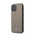 CG Mobile BMW PC/TPU Shiny Hard Case Genuine Leather with Vertical Hot Stamped Lines Compatible for iPhone 12 / 12 Pro (6.1") Shock & Scratch Resistant, Easy Access