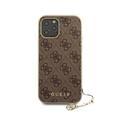 CG MOBILE Guess 4G PU Phone Case with Charm Compatible for iPhone 12/12 Pro (6.1") Anti-Scratch Mobile Case Officially Licensed - Brown