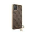 CG MOBILE Guess 4G PU Phone Case with Charm Compatible for iPhone 12/12 Pro (6.1") Anti-Scratch Mobile Case Officially Licensed - Brown