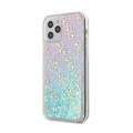 CG Mobile Guess Liquid Glitter 4G Pattern Pink Background Case for iPhone 12 Pro Max (6.7") Shock & Drop Protection Suitable with Wireless Chargers Officially Licensed - Iridescent