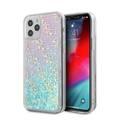 CG Mobile Guess Liquid Glitter 4G Pattern Pink Background Case for iPhone 12 Pro Max (6.7") Shock & Drop Protection Suitable with Wireless Chargers Officially Licensed - Iridescent