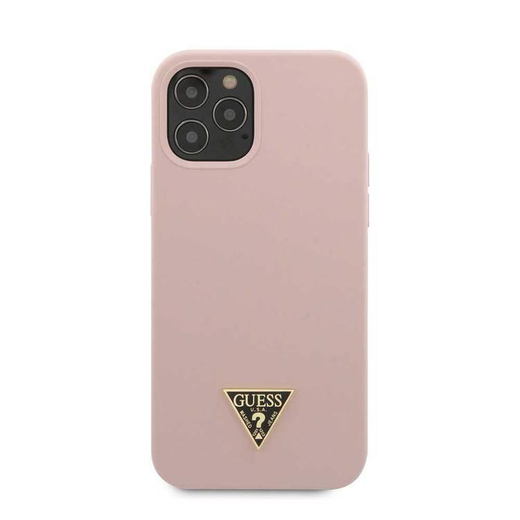 Guess Liquid Silicone Case w/ Metal Logo for iPhone 12 / 12 Pro (6.1") - Pink