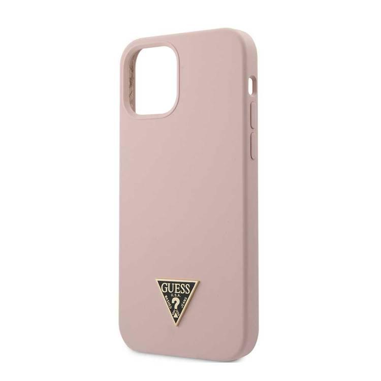 Guess Liquid Silicone Case w/ Metal Logo for iPhone 12 / 12 Pro (6.1") - Pink