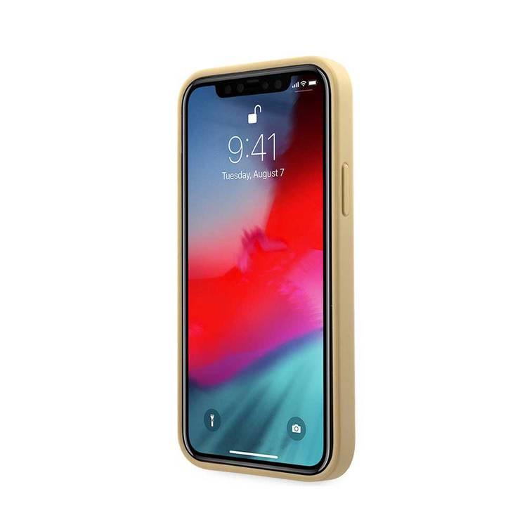 CG MOBILE Guess PU Iridescent "LOVE" Debossed Phone Case with Metal Logo Compatible for iPhone 12 / 12 Pro (6.1") Drop Protection Mobile Case Officially Licensed - Light Gold