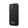 CG MOBILE Guess PU Iridescent "LOVE" Debossed Phone Case with Metal Logo Compatible for iPhone 12 / 12 Pro (6.1") Drop Protection Mobile Case Officially Licensed - Black