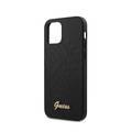 CG MOBILE Guess PU Iridescent "LOVE" Debossed Phone Case with Metal Logo Compatible for iPhone 12 / 12 Pro (6.1") Drop Protection Mobile Case Officially Licensed - Black