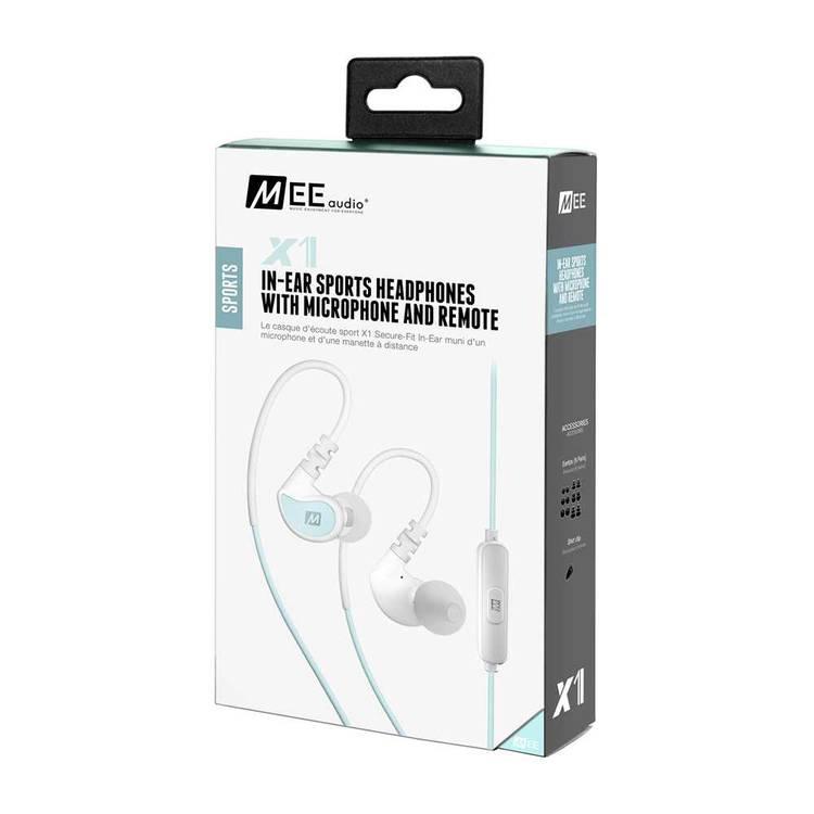MEE Audio in-Ear Sports Headphones with Microphone and Remote - Mint and White