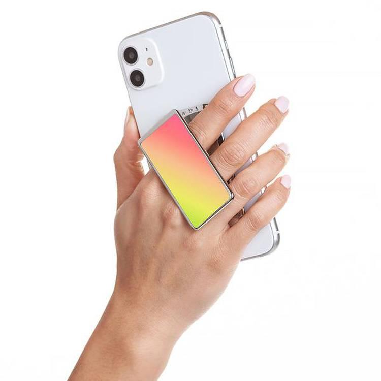 Handl Iridescent Mobile Stand Phone Grip, Pairs with Any Smart Phone, Multi-functional Kickstand, Compatible with Wireless Charging, Phone grip and Stand - Pink/Blue
