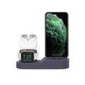 AhaStyle 3 in 1 Silicone Charging Dock/Silicone Stand and Cable organizer Compatible for Charging All iPhone Models, AirPods Pro/1/2, and Apple Watch Series 5/4/3/2/1 - Navy Blue