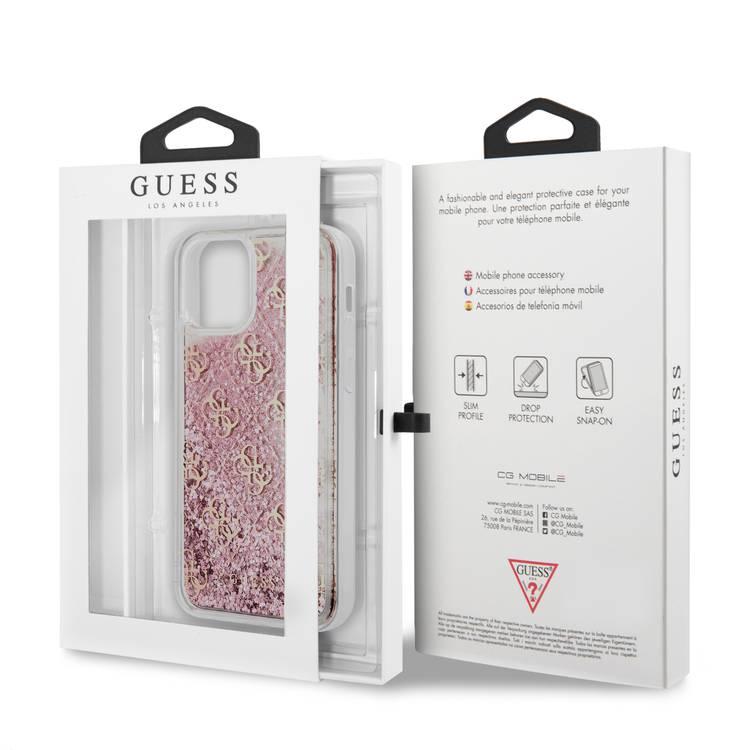 Guess Liquid Glitter 4G Pattern Case لجهاز iPhone 12/12 Pro (6.1 بوصة) - وردي