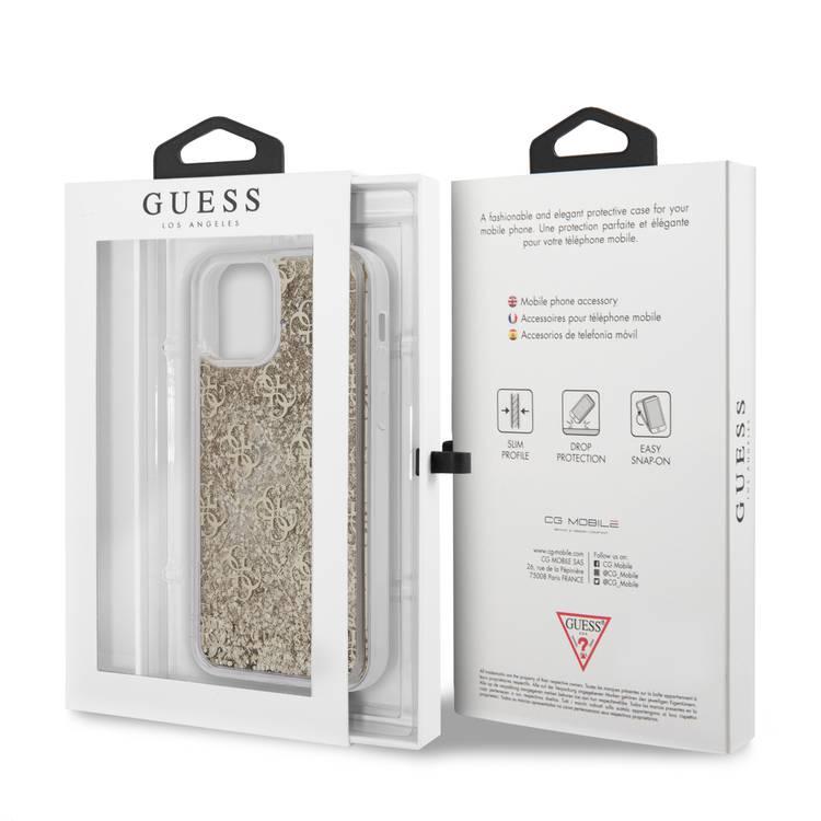 جراب Guess Liquid Glitter 4G Pattern لهاتف iPhone 12/12 Pro (6.1 بوصة) - ذهبي