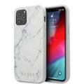 CG Mobile Guess PC/TPU Marble Design Case, Shock-Absorption & Drop Protection for iPhone 12 / 12 Pro ( 6.1" ) Officially Licensed - White