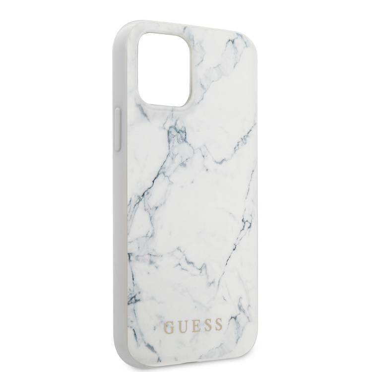 CG Mobile Guess PC/TPU Marble Design Case, Shock-Absorption & Drop Protection for iPhone 12 / 12 Pro ( 6.1" ) Officially Licensed - White