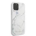 CG Mobile Guess PC/TPU Marble Design Case, Shock-Absorption & Drop Protection for iPhone 12 / 12 Pro ( 6.1" ) Officially Licensed - White