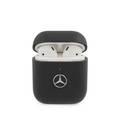 CG MOBILE Mercedes-Benz Leather Case with Metal Logo for AirPods 1/2 Shock Absorption, Drop Protection, & Dustproof Protective Cover Officially Licensed Black