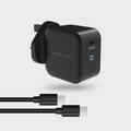  Powerology GaN Charger Includes Fast Charging USB-C Cable - Black