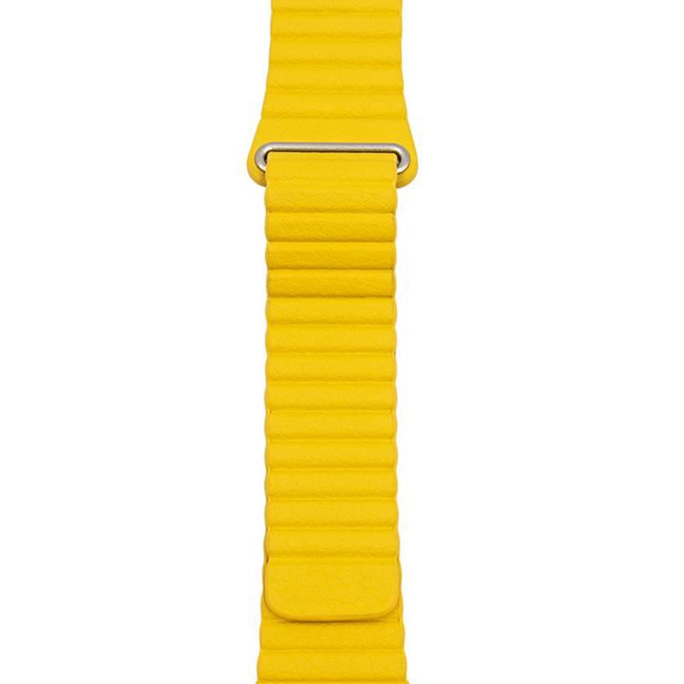 iGuard by Porodo Leather Watch Band, Fit & Comfortable Replacement Wrist Band, Adjustable Straps Compatible for Apple Watch 42/44mm - Yellow
