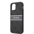 CG MOBILE Guess PU 4G Stripe Hard Case Compatible for iPhone 12 / 12 Pro (6.1") Shock & Scratch Resistant, Easy Access to All Ports, Drop Protection - Grey