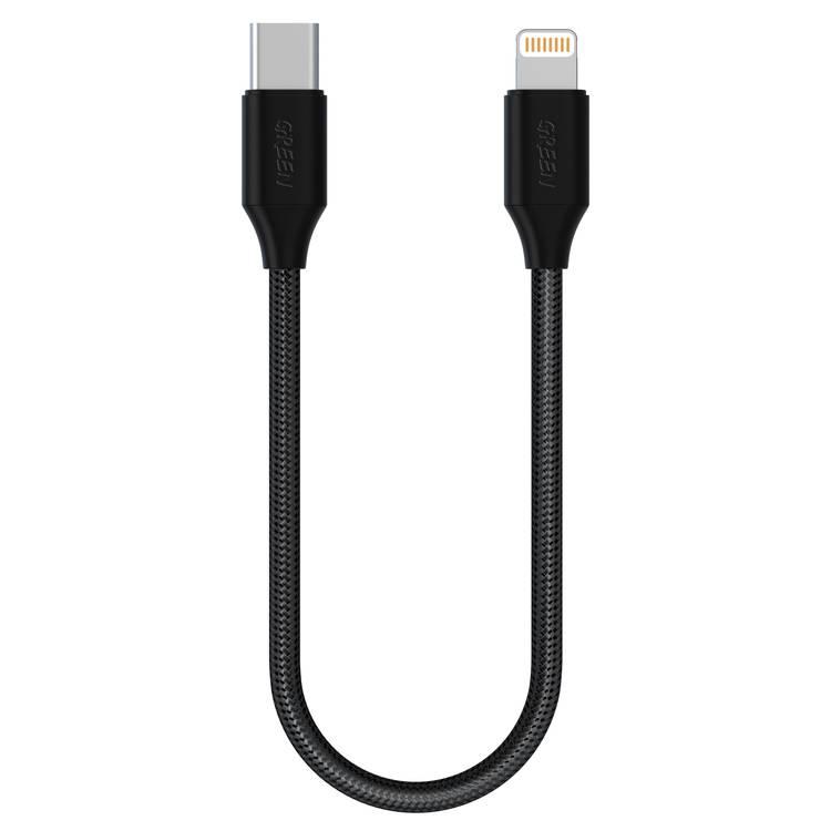 Green Lion Charging Cable 0.3meter, Braided Type-C Cable to Lightning Cable 2A, Fast Charging Cord, Ultra-Fast Sync Charge Cable, Over-Current Protection, Data Cable