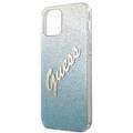 CG MOBILE Guess HC PC/TPU Script Glitter Back Shield Hard Phone Case Compatible for Apple iPhone 12 Pro Max (6.7") Shock-Absorption Mobile Case Officially Licensed - Gradient Blue