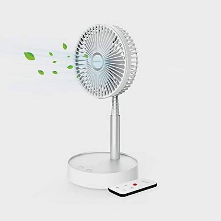 Porodo Lifestyle Portable Folding Fan Built-in 7200mAh Battery with Remote / 4 Speeds Adjustable Height and Head/Good for Office, Home, and Outdoor Camping (White)